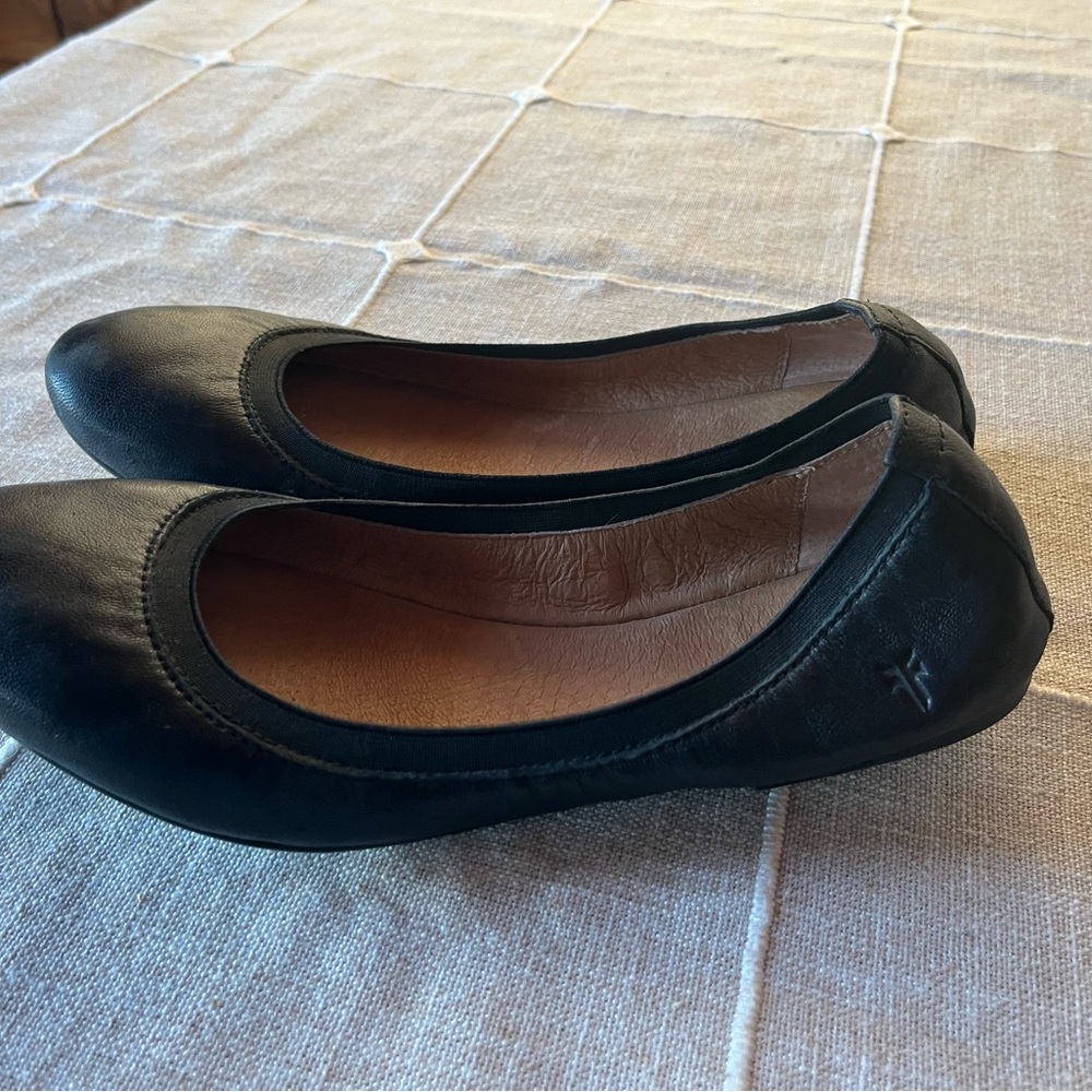 Frye Black Leather Ballet Flats